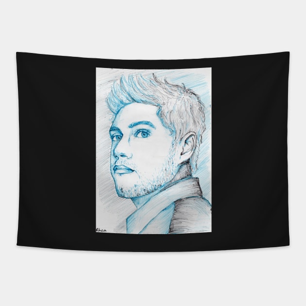 Niall Horan Ball Pen Drawing Tapestry