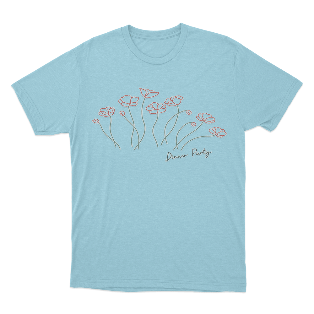 Dinner Party Flowers Unisex T Shirt Sky Blue Dinner Party Flowers Unisex T Shirt Sky Blue 1